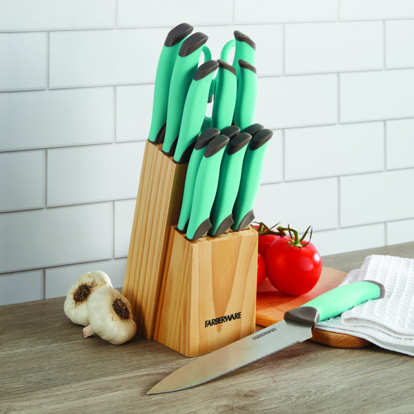 Farberware 14Piece Cutlery SetSoft Grip, Aqua/Grey Wayfair